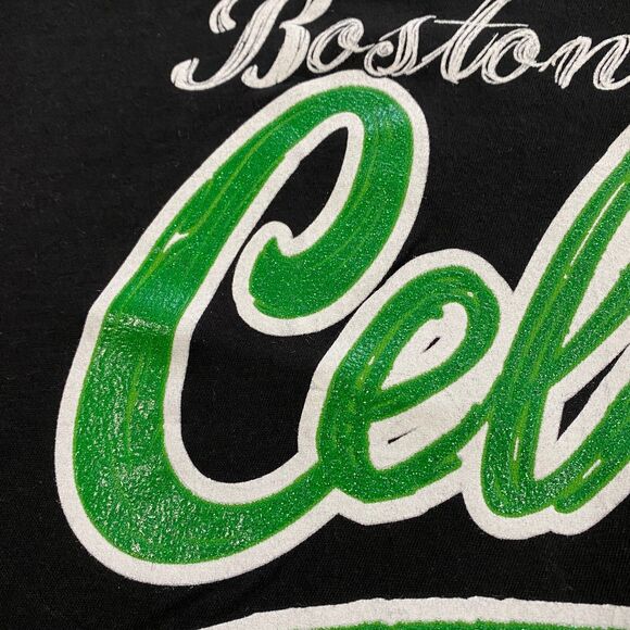 Boston Celtics Glitter Logo V-Neck Shirt Womens Medium Black NBA Basketball NWT - Picture 5 of 16